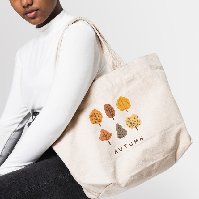 Minimalist Autumn Trees Large Tote Bag (Creator Uploaded)