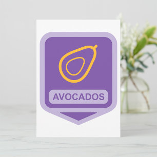 Minimalist Avocado Badge in Purple and Gold  Invitation