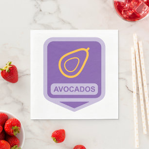 Minimalist Avocado Badge in Purple and Gold  Napkin