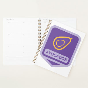 Minimalist Avocado Badge in Purple and Gold  Planner