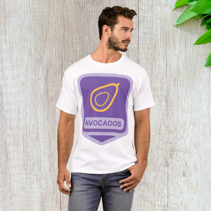 Minimalist Avocado Badge in Purple and Gold T-Shirt
