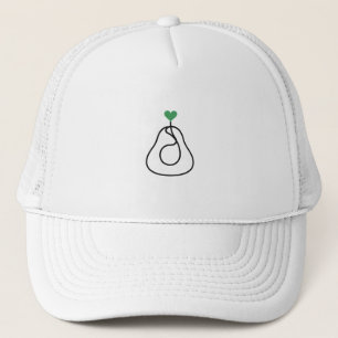 Minimalist Avocado One Line Art with Green Heart Trucker Hat