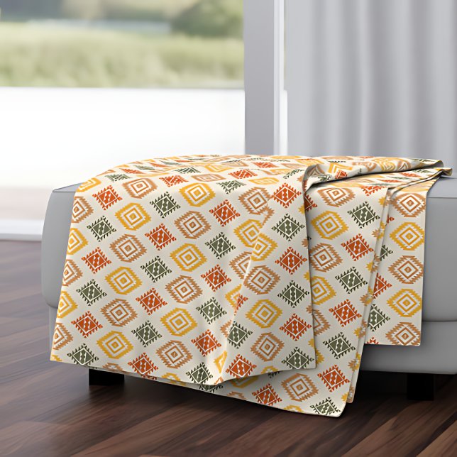 Minimalist Aztec Geometric Timeless Pattern Fleece Blanket (Creator Uploaded)