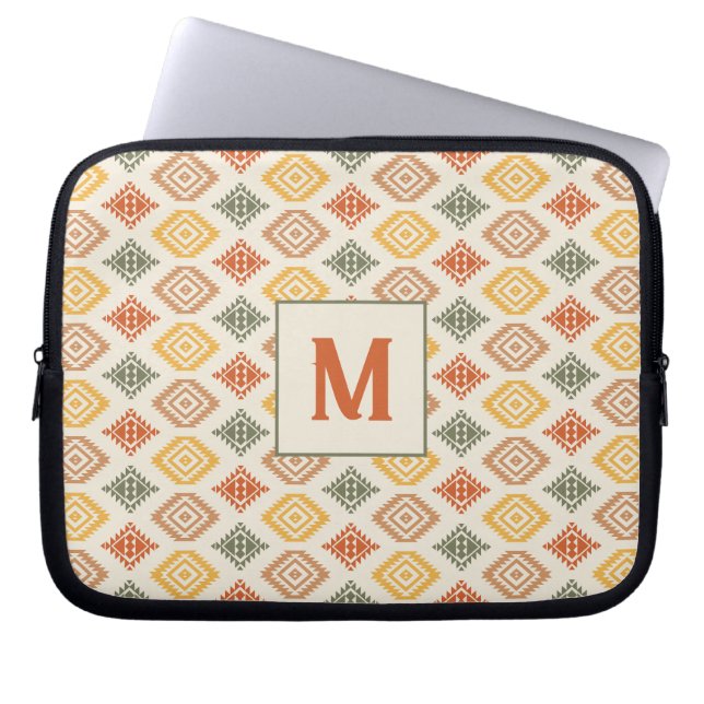 Minimalist Aztec Geometric Timeless Pattern Laptop Sleeve (Front)