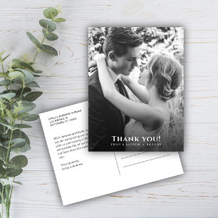 Minimalist B&W Photo Wedding Postcard