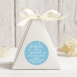 Minimalist Babies Are Sweet Baby Shower Blue Classic Round Sticker