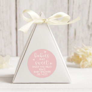 Minimalist Babies Are Sweet Baby Shower Pink Classic Round Sticker
