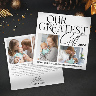 Minimalist Baby Announcement 4 Photo Christmas