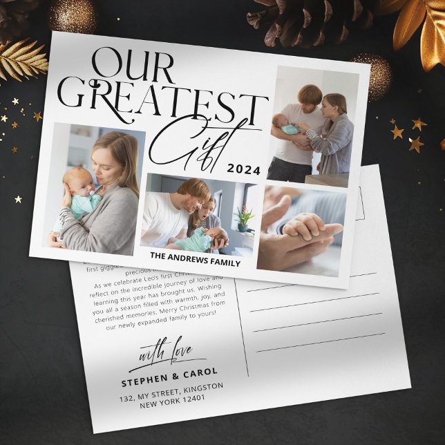 Minimalist Baby Announcement 5 Photo Christmas (Creator Uploaded)