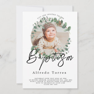 Minimalist Baby Baptism Invitation with Photo