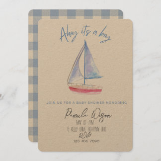 Minimalist baby boy baby shower  invitation