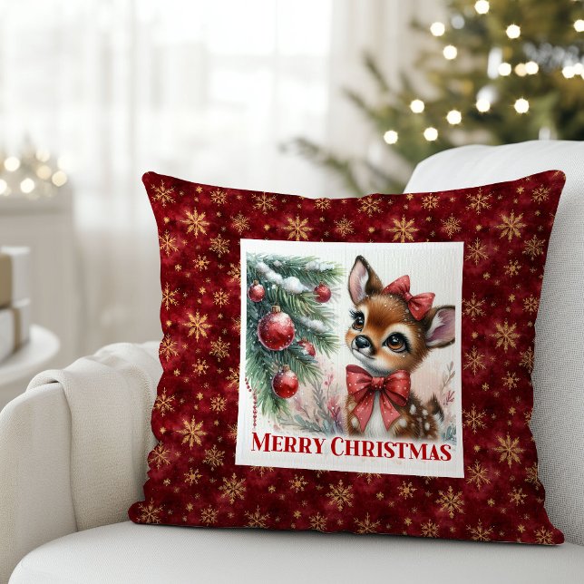 Minimalist Baby Deer Snowy Forest Kids Gift Xmas Cushion (Minimalist Baby Deer Snowy Forest Kids Gift Christmas Pillow

)