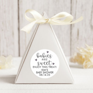 Minimalist Baby Girl Babies Are Sweet Favour  Classic Round Sticker