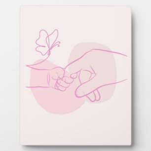 Minimalist Baby Hand Holding Parent Finger Plaque