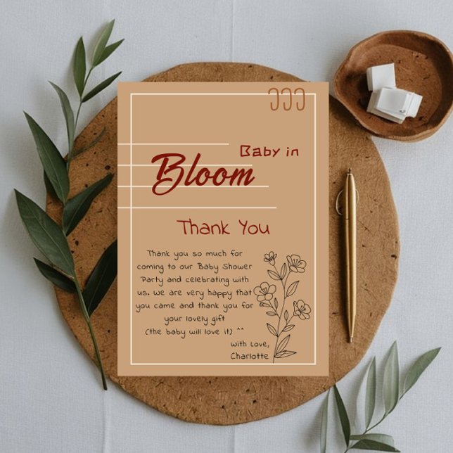 Minimalist Baby In Bloom Wildflower Baby Shower Thank You Card (Creator Uploaded)