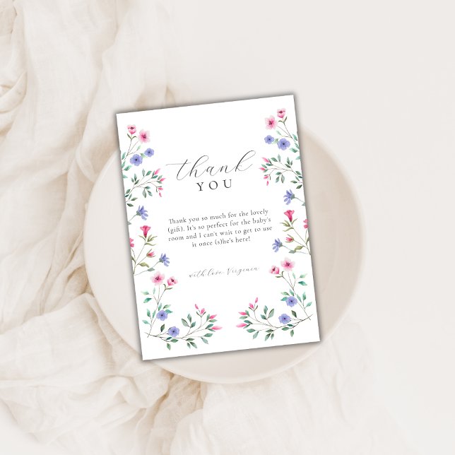 Minimalist Baby In Bloom Wildflower Baby Shower Thank You Card (Minimalist Baby In Bloom Wildflower Baby Shower Thank You Card)