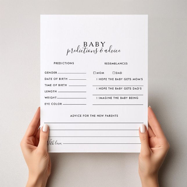 Minimalist Baby Predictions and Advice Cards (Creator Uploaded)