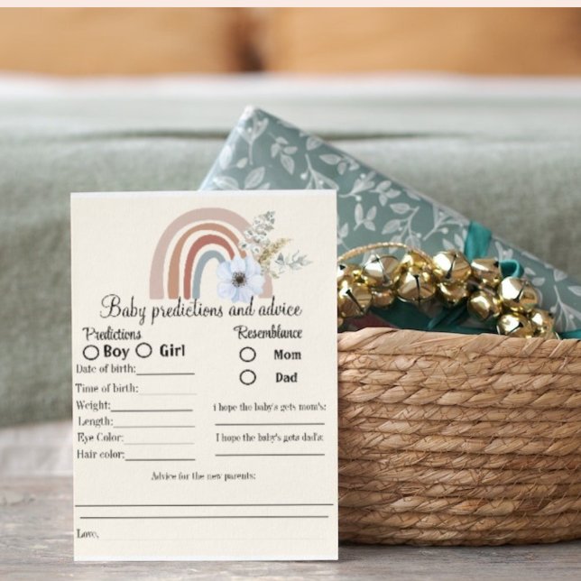 Minimalist baby predictions and baby advice games postcard (Creator Uploaded)