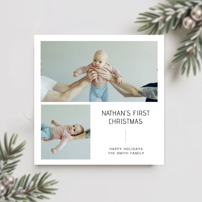 Minimalist Baby’s First Christmas Photo Card (Creator Uploaded)