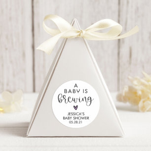 Minimalist Baby Shower A Baby is Brewing Classic Round Sticker