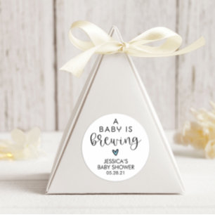 Minimalist Baby Shower A Baby is Brewing   Classic Round Sticker
