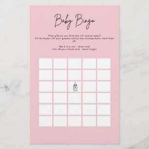 Minimalist Baby Shower Baby Bingo Game  Flyer