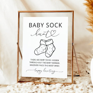 Minimalist Baby Shower Baby Sock Hunt Game Sign
