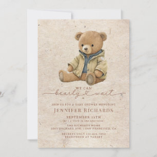Minimalist Baby Shower   Bearly Wait Invitation