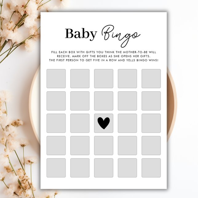 Minimalist Baby Shower Bingo Game Card (Minimalist Baby Shower Bingo Game Card)