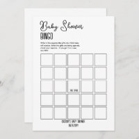 Minimalist Baby Shower Bingo