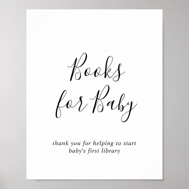 Minimalist Baby Shower Books for Baby Sign (Front)