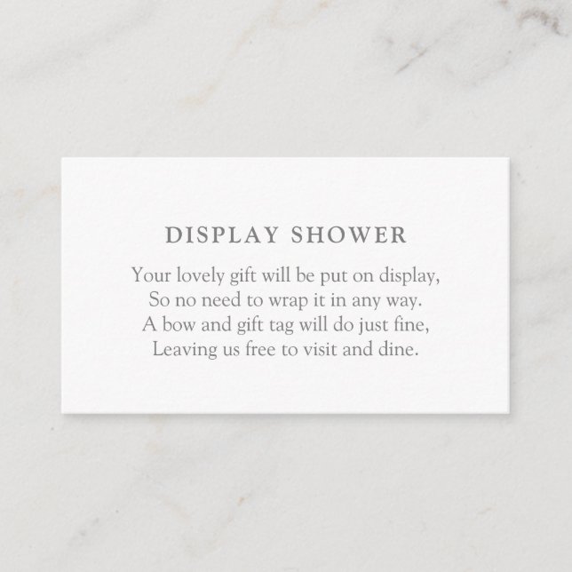 Minimalist Baby Shower Display Shower Enclosure Card (Front)