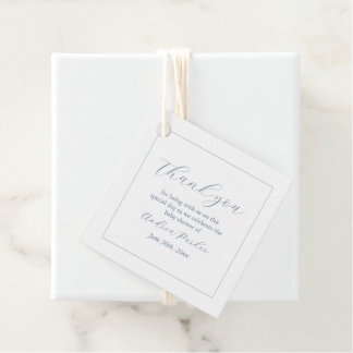 Minimalist Baby Shower Dusty Blue Modern Favour Ta Tags