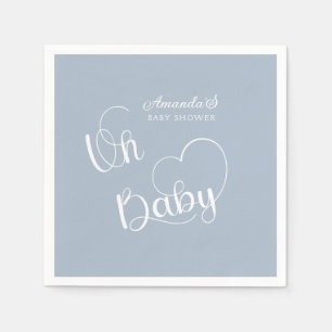 Minimalist baby shower Dusty Blue Napkin