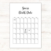 Minimalist Baby Shower Guess Due Date Calendar