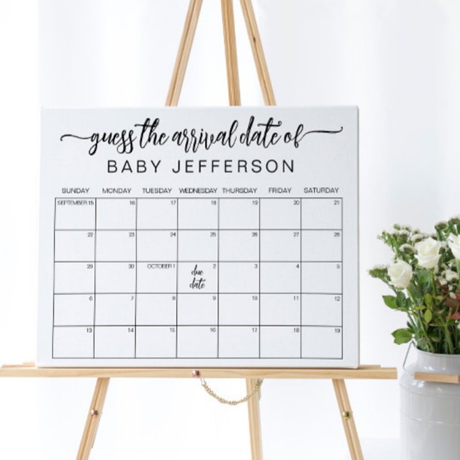 Minimalist Baby Shower Guess Due Date Calendar Pos Poster (Creator Uploaded)