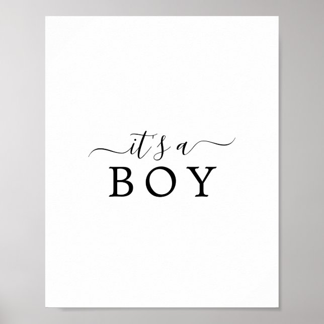 Minimalist Baby Shower It's a Boy Sign (Front)