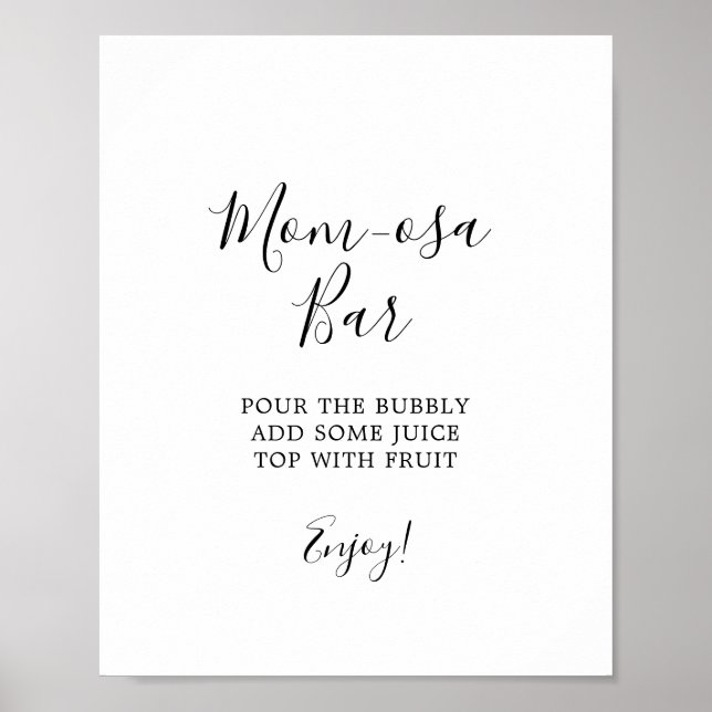 Minimalist Baby Shower Mum-osa Bar Sign (Front)