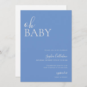 Minimalist Baby Shower Neutral Blue Invitation