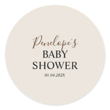 Minimalist Baby Shower Round Sticker