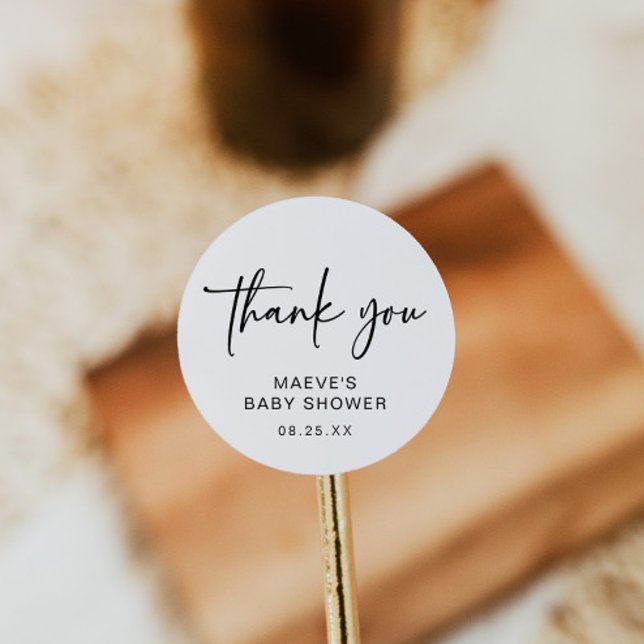 Minimalist Baby Shower Round Sticker Modern Simple (Creator Uploaded)