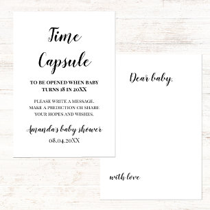 Minimalist Baby Shower Time Capsule Sign Card