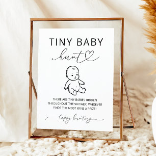 Minimalist Baby Shower Tiny Baby Hunt Game Sign