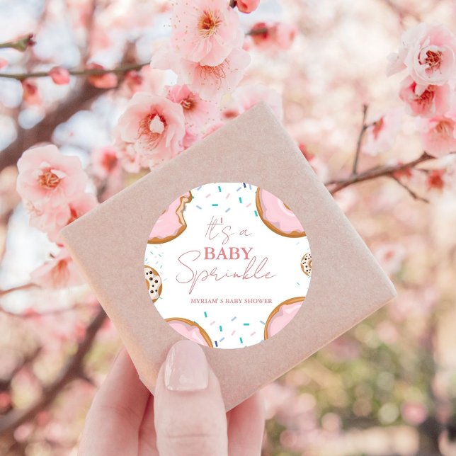 Minimalist Baby Sprinkles Baby shower  Classic Round Sticker (Creator Uploaded)