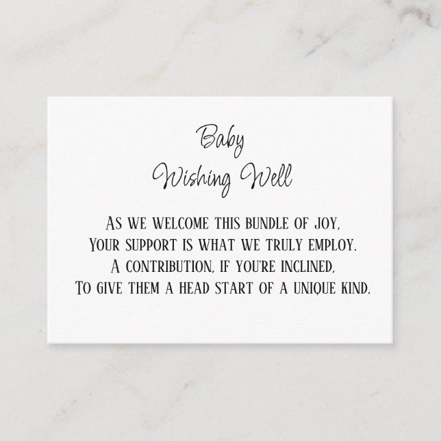 Minimalist Baby Wishing Well Monetary Contribution Enclosure Card (Front)