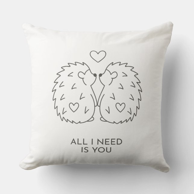 Minimalist BabyAnimal Couple Line Art–Wedding Gift Cushion (Front)