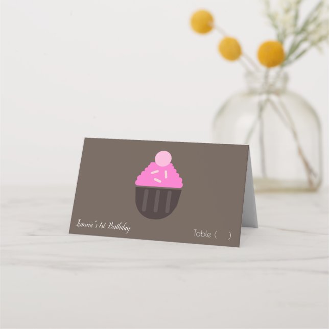 Minimalist Baby's 1st Birthday Cupcake Table Tent Place Card (Front)