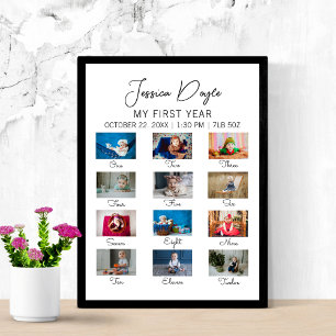 Minimalist Baby's First Year 1st Birthday Party Poster