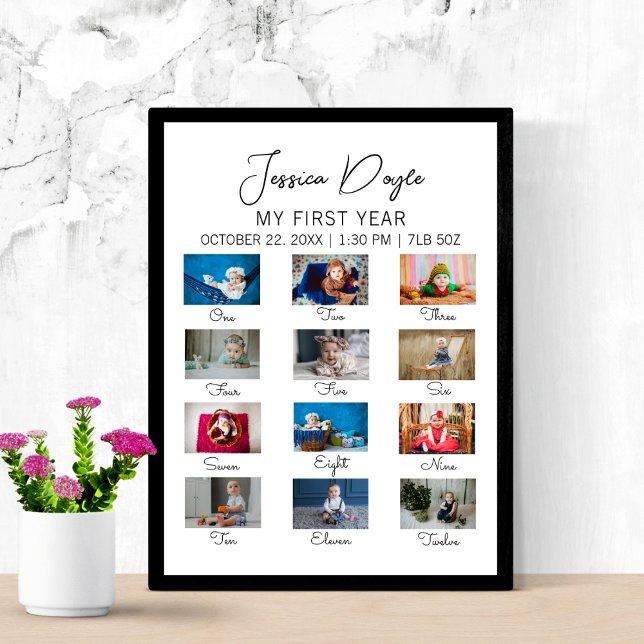 Minimalist Baby's First Year 1st Birthday Party Poster (Creator Uploaded)