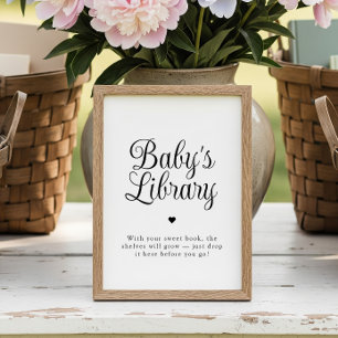 Minimalist "Baby's Library" Baby Shower Sign
